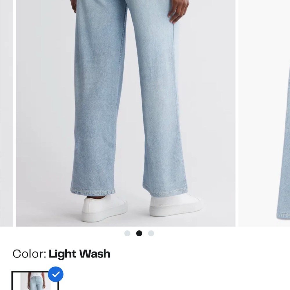 Ecru Light Wash Wide Leg Jeans